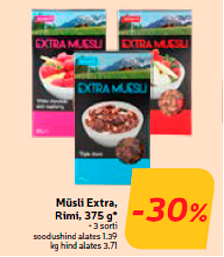 Müsli Extra, Rimi, 375 g*  -30%