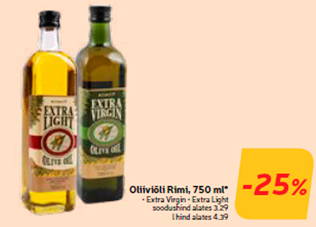 Oliiviõli Rimi, 750 ml* -25%