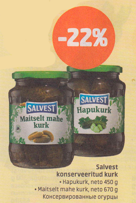 Salvest konserveritud kurk -22%