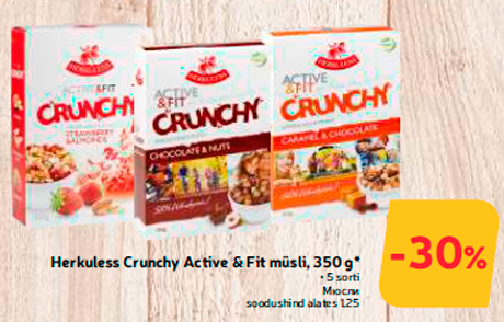 Herkuless Crunchy Active & Fit müsli, 350 g*  -30%