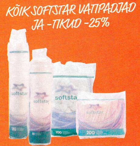 KÕIK SOFTSTAR VATIPADJAD JA -TIKUD  -25%