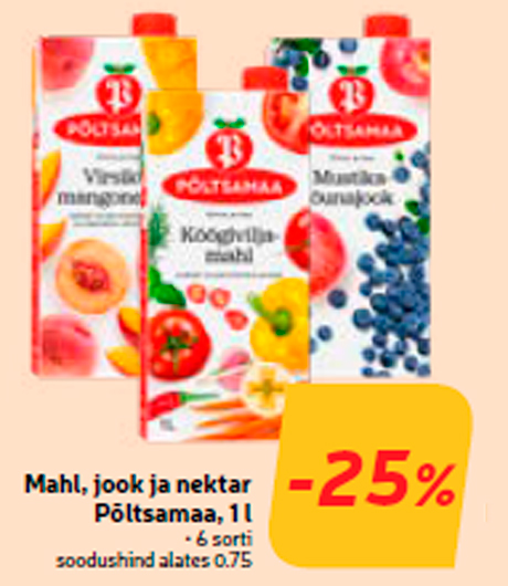 Mahl, jook ja nektar Põltsamaa, 1 l  -25%
