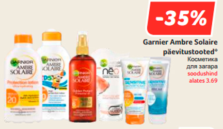 Garnier Ambre Solaire päevitustooted*  -35%