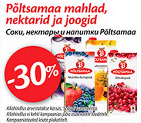 Põltsamaa mahlad, nektarid ja joogid -30%