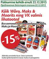 Kõik Wõro, Maks & Moorits ning VK valmis lihatooted -15%