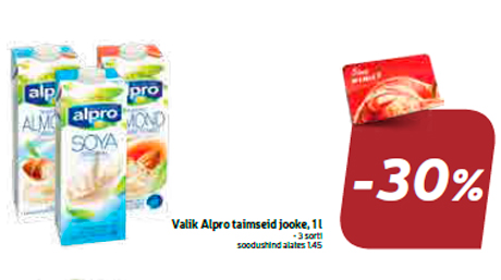 Valik Alpro taimseid jooke, 1 l  -30%
