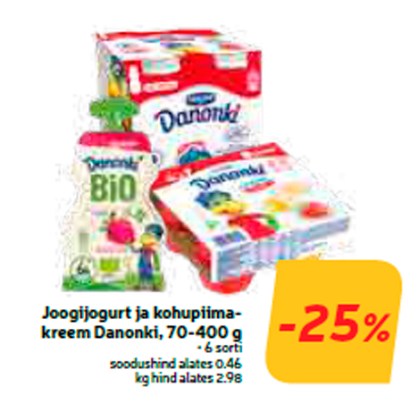 Joogijogurt ja kohupiimakreem Danonki, 70-400 g  -25%
