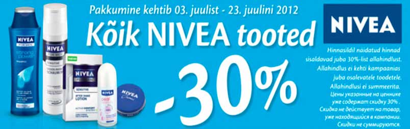 Nivea tooted -30%