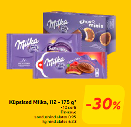 Küpsised Milka, 112 - 175 g* -30%