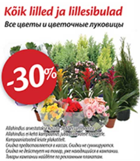 Kõik lilled ja lillesibulad -30%