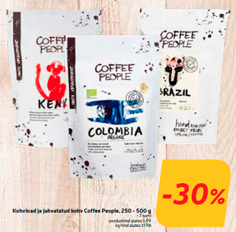 Kohvioad ja jahvatatud kohv Coffee People, 250 - 500 g  -30%
