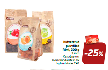 Kuivatatud puuviljad Rimi, 200 g  -25%