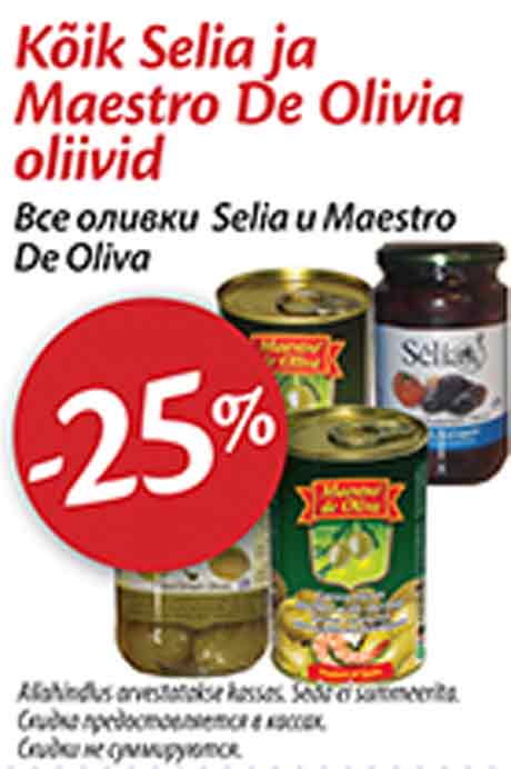 Kõik Selia ja Maestro De Olivia oliivid  -25%