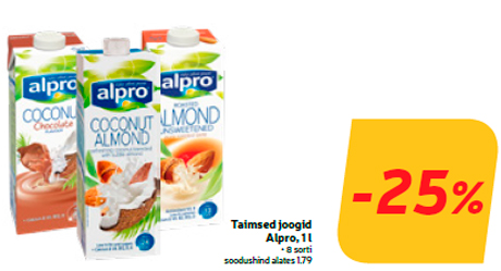 Taimsed joogid Alpro, 1 l  -25%