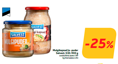 Mulgikapsad ja -puder Salvest, 530-900 g  -25%