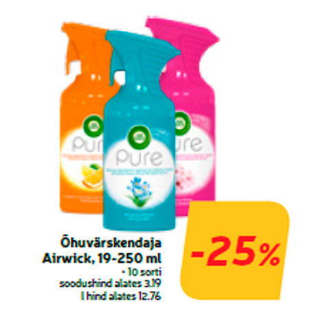 Õhuvärskendaja Airwick, 19-250 ml  -25%
