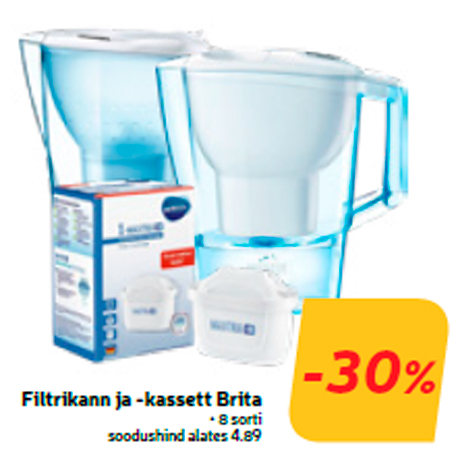 Filtrikann ja -kassett Brita  -30%
  