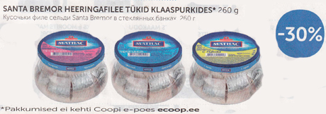 SANTA BREMOR HEERINGAFILEE TÜKID KLASPURKIDES* 260 g