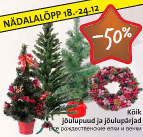 Kõik jõulupuud ja jõulupärjad -50%