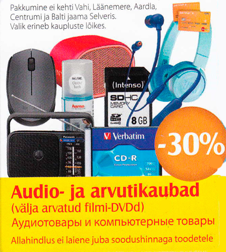 Audio- ja arvutikaubad  -30%