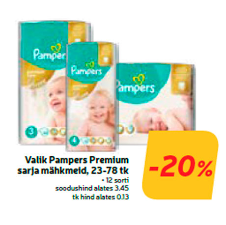 Valik Pampers Premium sarja mähkmeid, 23-78 tk  -20%
