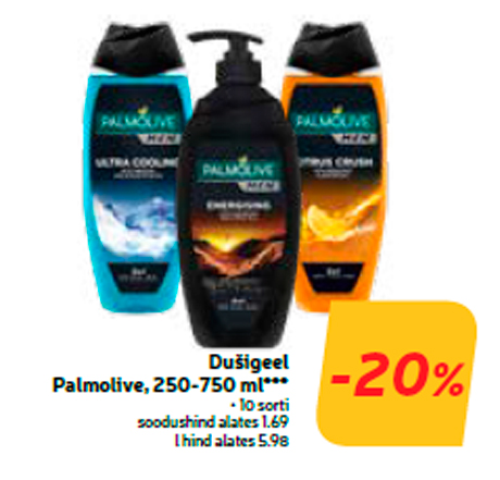 Dušigeel Palmolive, 250-750 ml***  -20%
