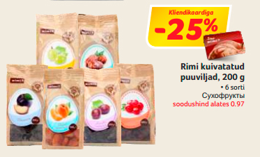 Rimi kuivatatud puuviljad, 200 g  -25%