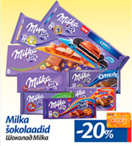 Milka šokolaadid -20%