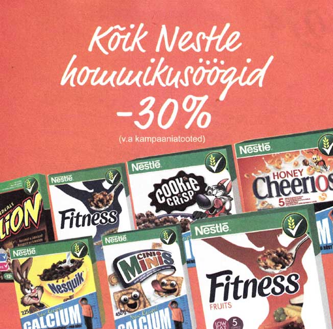 Kõik Nestle hommikusöögid  -30 %