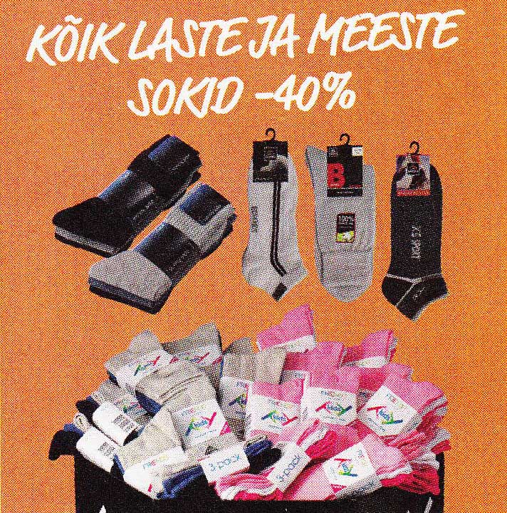 KÕIK LASTE JA MEESTE SOKID -40%