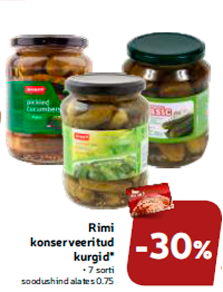 Rimi konserveeritud kurgid*  -30%