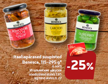 Itaaliapärased suupisted Benesca, 115-295 g*  -25%