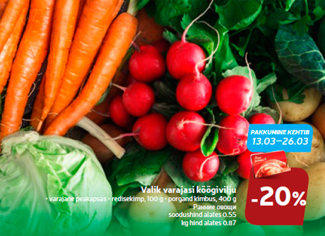 Valik varajasi köögivilju -20%