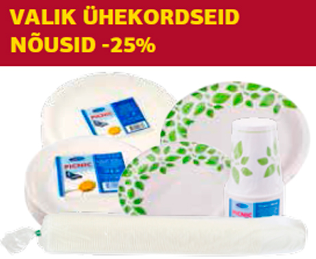 Valik ühekordseid nõusid -25%