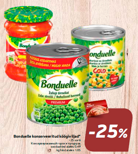 Bonduelle konserveeritud köögiviljad* -25%