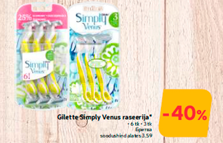 Gilette Simply Venus raseerija*  -40%