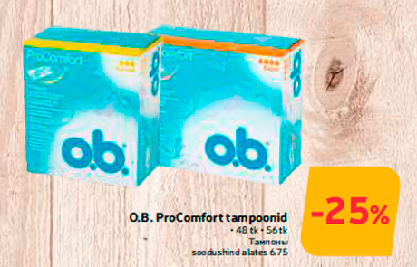 O.B. ProComfort tampoonid -25%