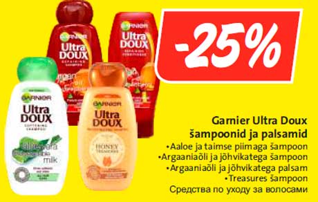 Garnier Ultra Doux šampoonid ja palsamid -25%