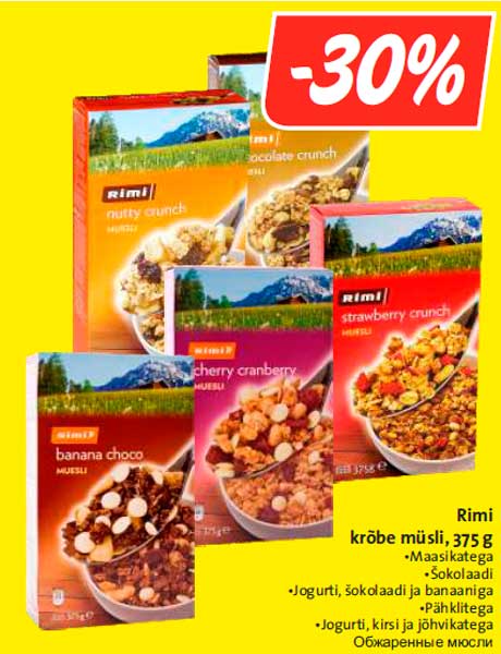 Rimi krõbe müsli, 375 g -30%