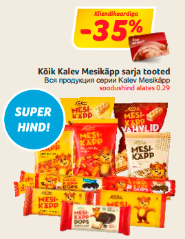 Kõik Kalev Mesikäpp sarja tooted  -35%