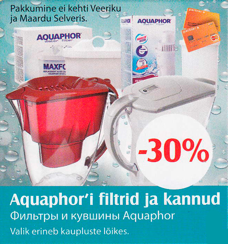 Aquaphor´i filtrid ja kannud  -30%