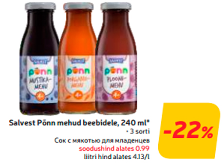 Salvest Põnn mehud beebidele, 240 ml* -22%