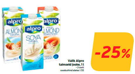 Valik Alpro taimseid jooke, 1 l  -25%
