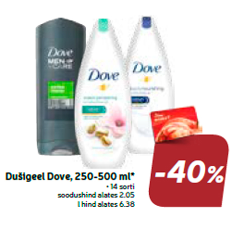 Dušigeel Dove, 250-500 ml*  -40%
