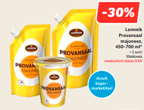 Lemmik Provansaal majonees, 450-700 ml*  -30%