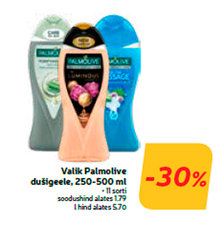 Valik Palmolive dušigeele, 250-500 ml  -30%
