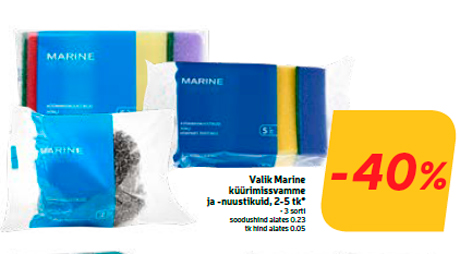 Valik Marine küürimissvamme ja -nuustikuid, 2-5 tk*  -40%
