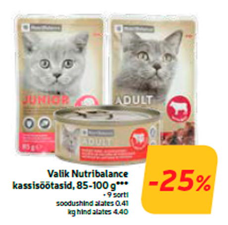 Valik Nutribalance kassisöötasid, 85-100 g***  -25%
