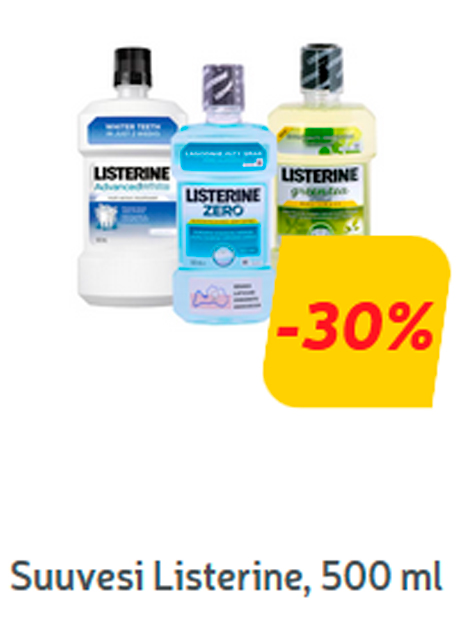 Suuvesi Listerine, 500 ml***  -30%