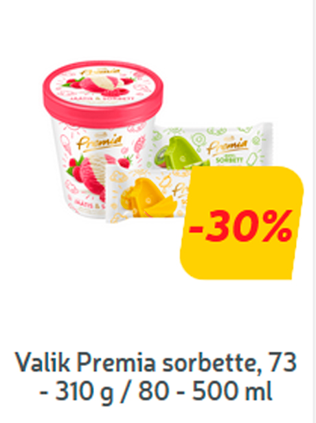 Valik Premia sorbette, 73 - 310 g / 80 - 500 ml  -30%